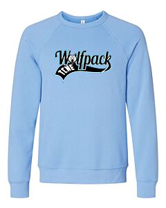 BELLA + CANVAS - Sponge Fleece Raglan Crewneck Sweatshirt - Front Imprint - Wolfpack Ribbon Logo-Carolina Blue