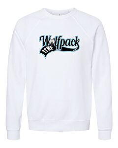BELLA + CANVAS - Sponge Fleece Raglan Crewneck Sweatshirt - Front Imprint - Wolfpack Ribbon Logo-White