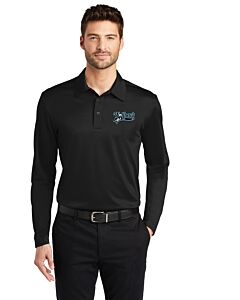 Port Authority® Silk Touch™ Performance Long Sleeve Polo - Left Chest Embroidery - TCNE Golf-Black