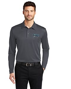 Port Authority® Silk Touch™ Performance Long Sleeve Polo - Left Chest Embroidery - TCNE Golf-Steel