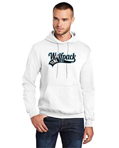 Port &amp; Company® Core Fleece Pullover Hooded Sweatshirt - Front Imprint - Wolfpack Ribbon Logo-White
