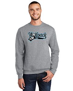 Port &amp; Company® Essential Fleece Crewneck Sweatshirt - Front Imprint - Wolfpack Ribbon Logo-Athletic Heather