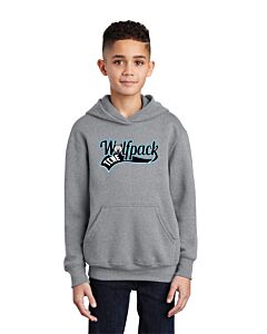 Port &amp; Company® Youth Core Fleece Pullover Hooded Sweatshirt - Front Imprint - Wolfpack Ribbon Logo-Athletic Heather