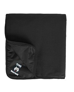 Port Authority® Fleece &amp; Poly Travel Blanket - Embroidery - TCNE Wolfpack Logo-Black
